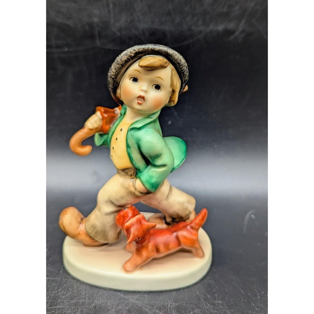 Vintage Hummel Figurine‎ Little Boy Umbrella Dog TMK-6 Goebel Collectible
